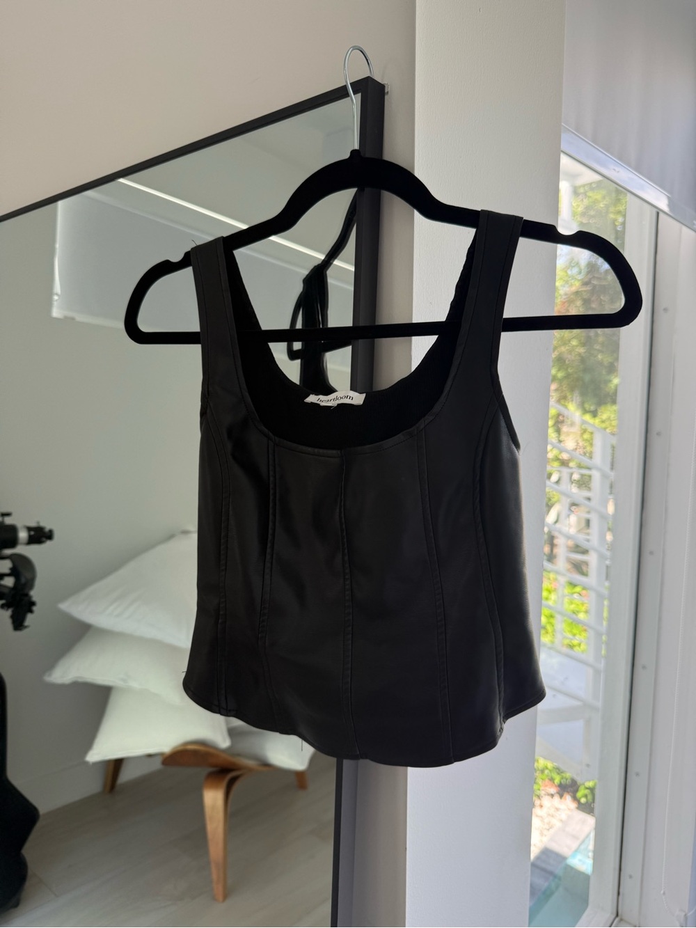 Black leather corset top